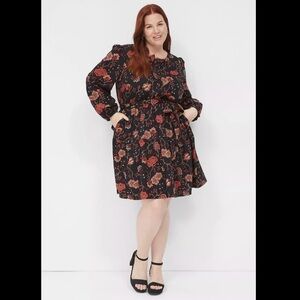 Lane Bryant Button-Down Bodice Tiered Fit and Flare Dress Size 20